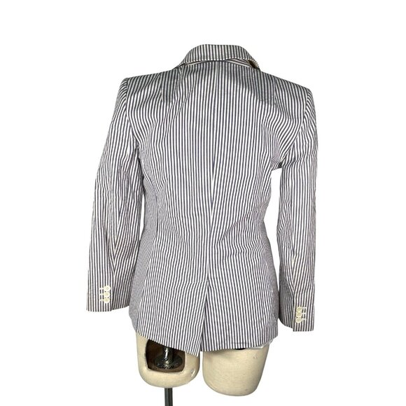 Banana Republic Womens Blue Striped Cotton Blazer & Skirt Suit Set Size 2 - Picture 10 of 10